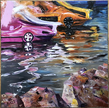 Vízibicikli - 2022 olaj  58x58 cm