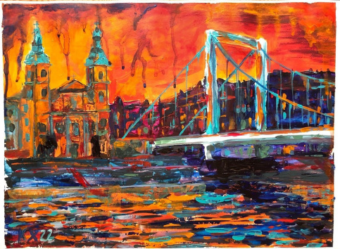 Erzsébet híd citylife  - 2022 akril 30x40 cm 