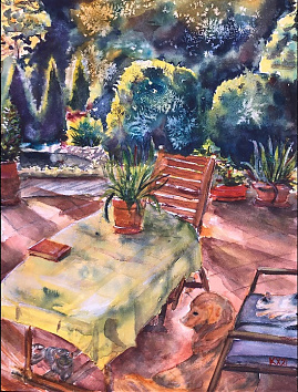 Klári kertje - 2021 akvarell 48x32 cm