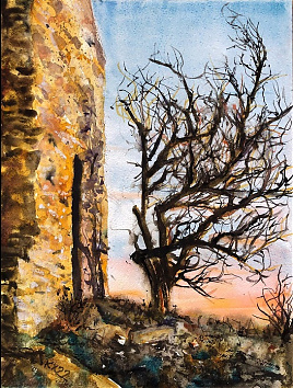 Félfa - Provence - 2022 akvarell 40x30 cm