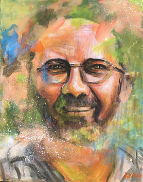 Pirospozsgás - 2023 Akril, 50x40 cm